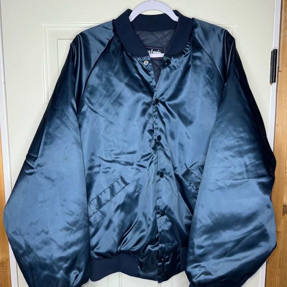 Vintage King Louie Satin Varsity Jacket Chevy The Heartbeat of America Size XL
